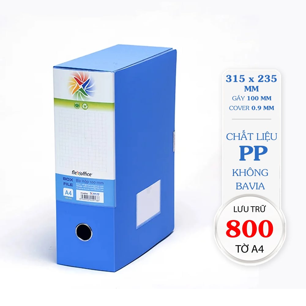 File hộp PP 75-A4 Xanh FO-BF02 (Flexoffice)