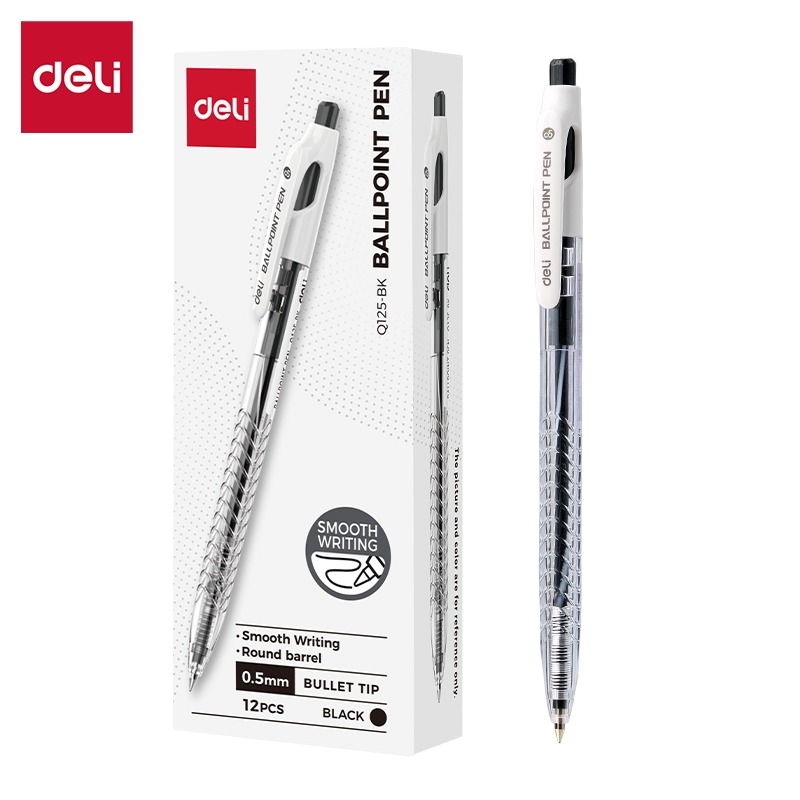 Bút bi DELI 0.5mm - Q125-BK (Đen)-Hộp12