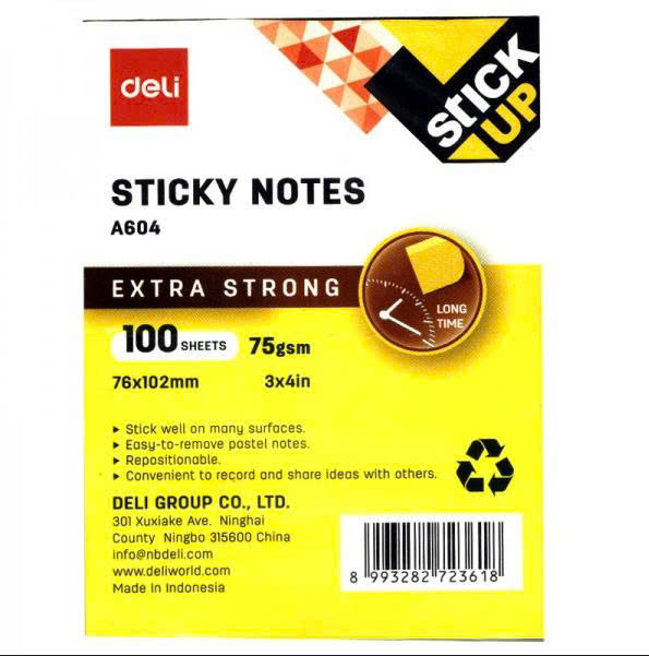 Giấy nhớ Deli 3x4 A604 vàng