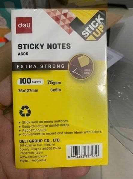 Giấy nhớ Deli 3x5 - A605 vàng_Tập(12)