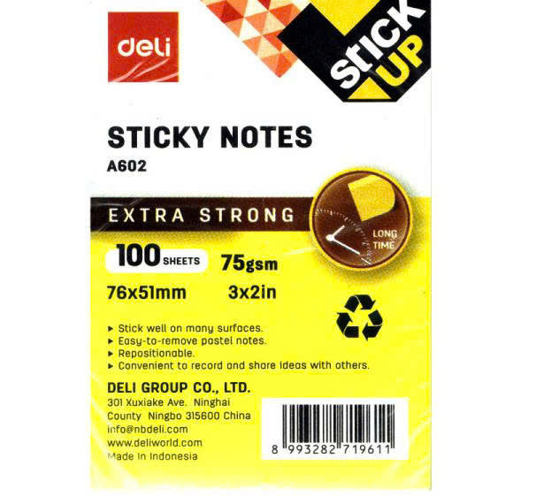Giấy nhớ Deli 3x2 - A602 vàng