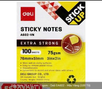 Giấy nhớ Deli 3x2 - A602 vàng_Tập(12)