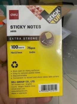 Giấy nhớ Deli 3x5 - A605 vàng_Tập(12)